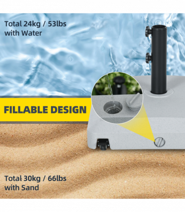 Outsunny Water or Sand Filled Outdoor Market Umbrella Base Stand with Wheels
