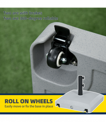 Outsunny Water or Sand Filled Outdoor Market Umbrella Base Stand with Wheels