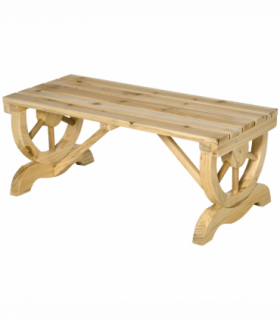 Outsunny Wooden Wheel Bench Rustic Outdoor Patio Garden Seat 2-Person Natural