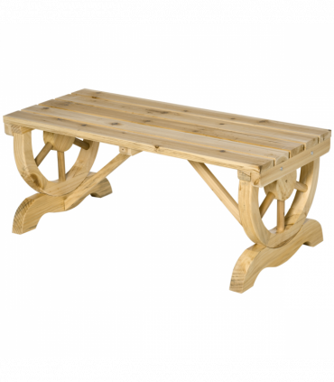 Outsunny Wooden Wheel Bench Rustic Outdoor Patio Garden Seat 2-Person Natural