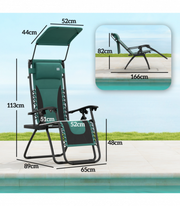 Outsunny Zero Gravity Lounger Chair, Folding Reclining Chair, Green