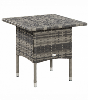 PE Rattan Outdoor Coffee Table, Rattan Side Table for Patio, Garden, Mixed Grey