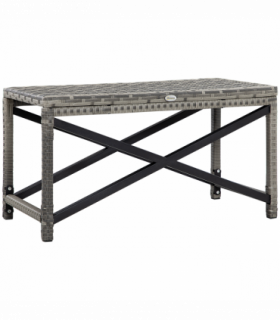 PE Wicker Outdoor Coffee Table w/ Plastic Board Under the Full Woven Table Top