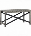 PE Wicker Outdoor Coffee Table w/ Plastic Board Under the Full Woven Table Top