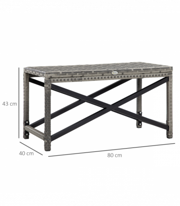 PE Wicker Outdoor Coffee Table w/ Plastic Board Under the Full Woven Table Top