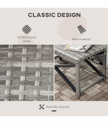 PE Wicker Outdoor Coffee Table w/ Plastic Board Under the Full Woven Table Top