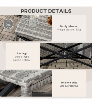 PE Wicker Outdoor Coffee Table w/ Plastic Board Under the Full Woven Table Top