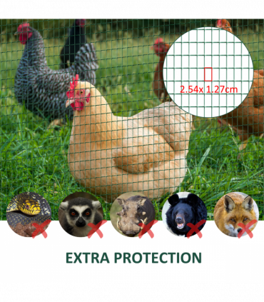 PVC Coated Welded Wire Mesh Chicken Poultry Aviary Fence Run Hutch Pet PawHut