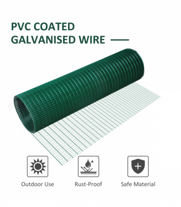 PVC Coated Welded Wire Mesh Chicken Poultry Aviary Fence Run Hutch Pet PawHut