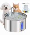 PawHut 2.5L Cat Water Fountain for Drinking Stainless Steel Ultra-Silent