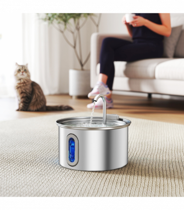 PawHut 2.5L Cat Water Fountain for Drinking Stainless Steel Ultra-Silent