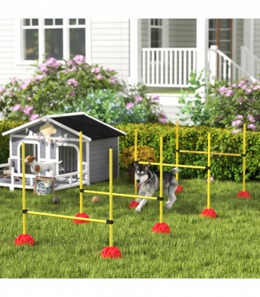 PawHut 4 Piece Dog Agility Equipment with 4 Hurdle Bar for Jump Training
