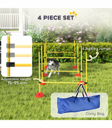 PawHut 4 Piece Dog Agility Equipment with 4 Hurdle Bar for Jump Training