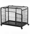 PawHut 69.5x94cm Metal Dog Cage Kennel w/ Locking Door & Wheels Medium Pets