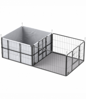 PawHut 7 Panel Whelping Box for Dogs and Puppies, Dog Playpen with Pee Pads