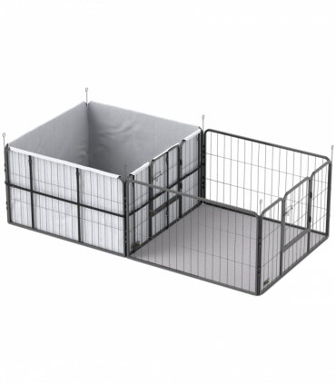 PawHut 7 Panel Whelping Box for Dogs and Puppies, Dog Playpen with Pee Pads