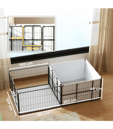PawHut 7 Panel Whelping Box for Dogs and Puppies, Dog Playpen with Pee Pads