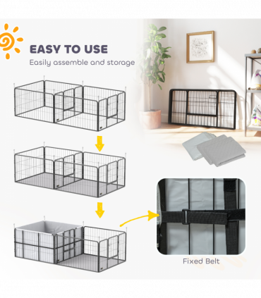 PawHut 7 Panel Whelping Box for Dogs and Puppies, Dog Playpen with Pee Pads