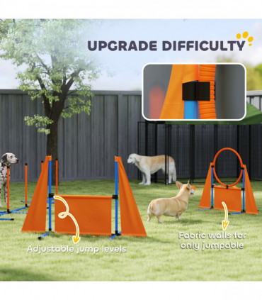 PawHut 7-Piece Dog Agility Equipment, Obstacle Training Course Kit, Orange