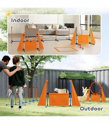 PawHut 7-Piece Dog Agility Equipment, Obstacle Training Course Kit, Orange
