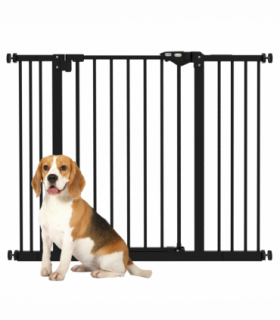 PawHut Adjustable Safety Gate w/ 2 Extensions and Four Adjustable Screws, Black