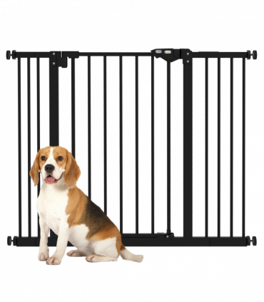 PawHut Adjustable Safety Gate w/ 2 Extensions and Four Adjustable Screws, Black