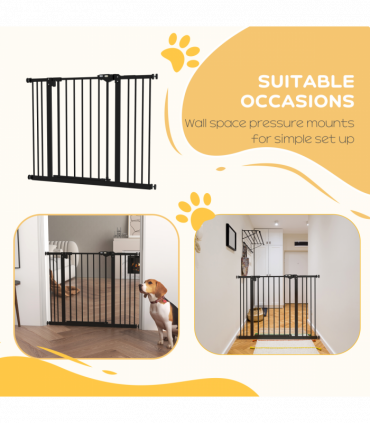 PawHut Adjustable Safety Gate w/ 2 Extensions and Four Adjustable Screws, Black
