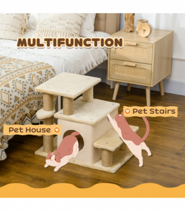 PawHut Dog Steps for Bed 4 Step Pet Stairs Cat House with Detachable Cover
