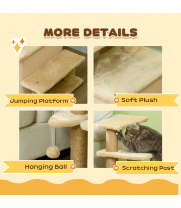 PawHut Dog Steps for Bed 4 Step Pet Stairs Cat House with Detachable Cover