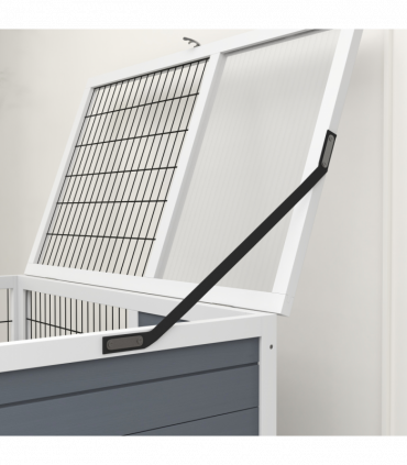 PawHut Double Deckers Indoor Rabbit Hutch w/ Feeding Trough, Slide-Out Trays