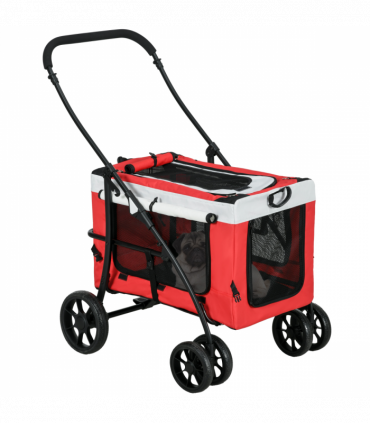 PawHut Foldable Pet Stroller w/ Detachable Carrier, Soft Padding - Red