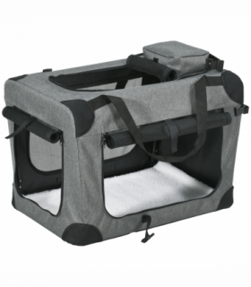 PawHut Folding Pet Carrier Bag House W/ Cushion Storage, Grey 60x41.5x41cm
