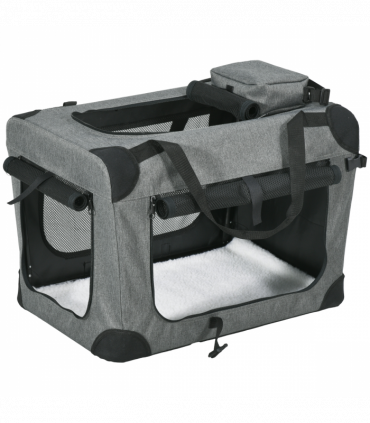 PawHut Folding Pet Carrier Bag House W/ Cushion Storage, Grey 60x41.5x41cm