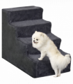 PawHut Four-Step Portable Dog Stairs with Washable Plush Cover, Dark Grey