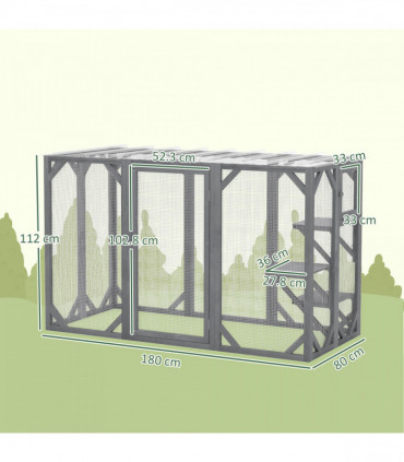 PawHut Rabbit Hutch, 2-Tier Guinea Pig Hutch, w/ Two Runs, Pull-Out Tray