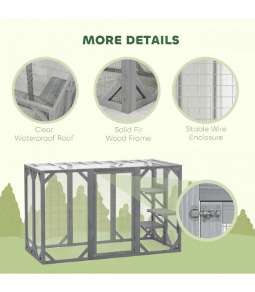 PawHut Rabbit Hutch, 2-Tier Guinea Pig Hutch, w/ Two Runs, Pull-Out Tray