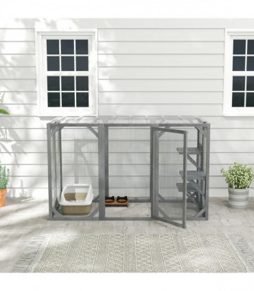 PawHut Rabbit Hutch, 2-Tier Guinea Pig Hutch, w/ Two Runs, Pull-Out Tray