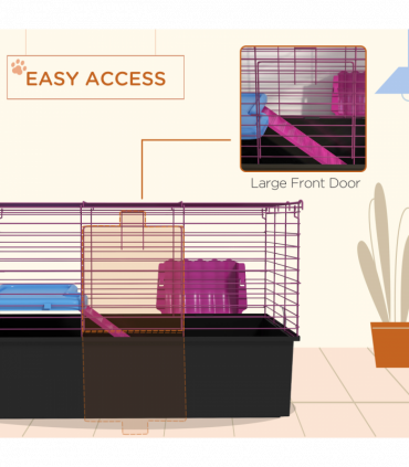 PawHut Small Animal Cage, Rabbit Guinea Pig Hutch, Pet Playhouse