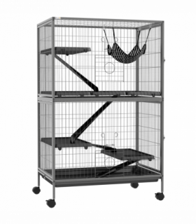 PawHut Small Animal Cages for Chinchilla Ferret Kitten on Wheels W/ Hammock Tray