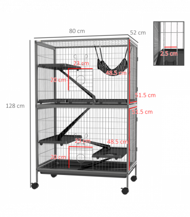 PawHut Small Animal Cages for Chinchilla Ferret Kitten on Wheels W/ Hammock Tray