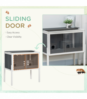 PawHut Wooden Hamster Cage for Dwarf Hamsters, Gerbils, Rutin Chicken w/ Shelf