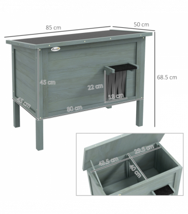 PawHut Outdoor Feral Cat House Insulated w/ Openable Roof - Charcoal Grey