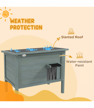 PawHut Outdoor Feral Cat House Insulated w/ Openable Roof - Charcoal Grey