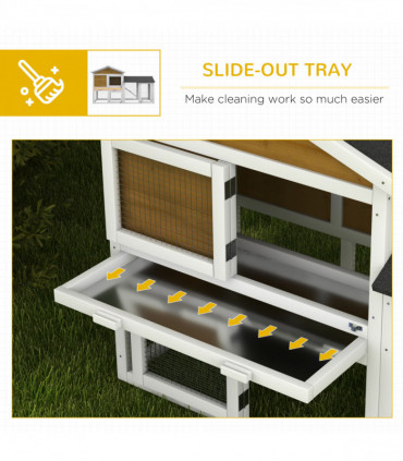 Pawhut 2-Tier Wooden Rabbit Bunny Guinea Pig Hutch Small Pet House Ramp