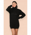 Polo Roll Neck Over Sized Ribbed Knitted Florescent Chunky Sweater Jumper Dress