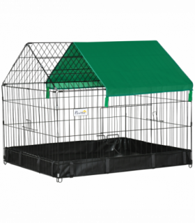 Rabbit Cage Guinea Pig Small Animal Playpen Water Proof Roof Pawhut