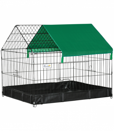 Rabbit Cage Guinea Pig Small Animal Playpen Water Proof Roof Pawhut