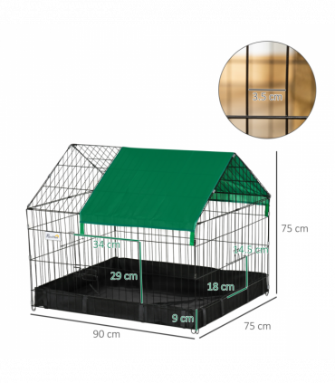 Rabbit Cage Guinea Pig Small Animal Playpen Water Proof Roof Pawhut