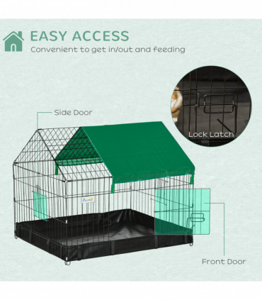 Rabbit Cage Guinea Pig Small Animal Playpen Water Proof Roof Pawhut