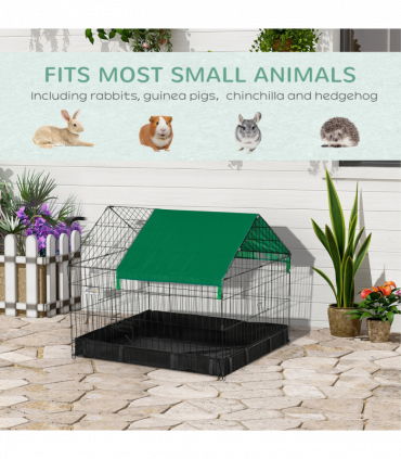 Rabbit Cage Guinea Pig Small Animal Playpen Water Proof Roof Pawhut